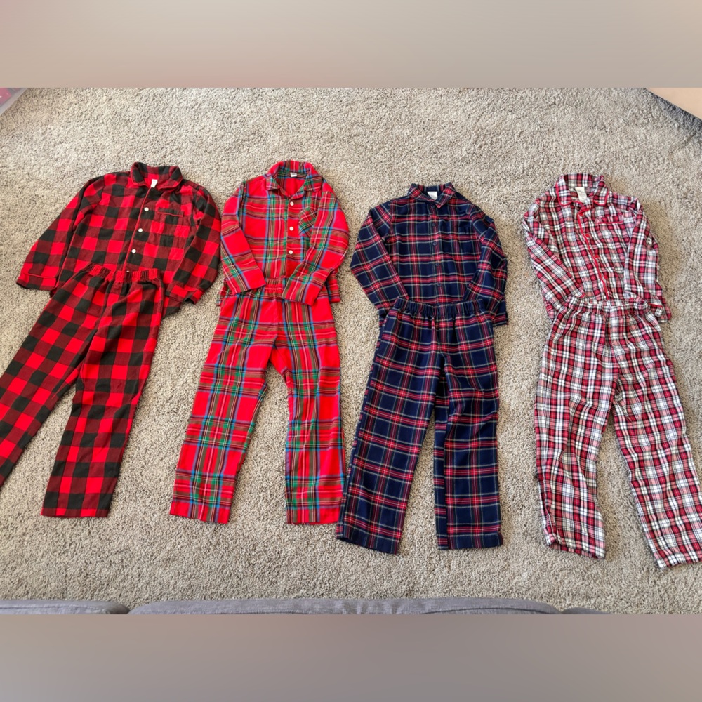 Boys Pajamas- 4 pairs, all size 8. 
Gap, Lands End, Pendleton Gap, Old Navy